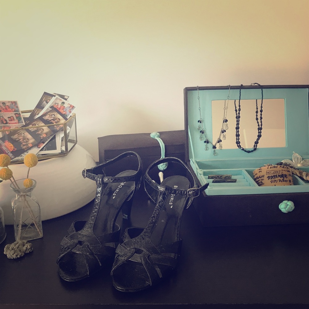 BCBGirls Black Open Toe Slingbacks